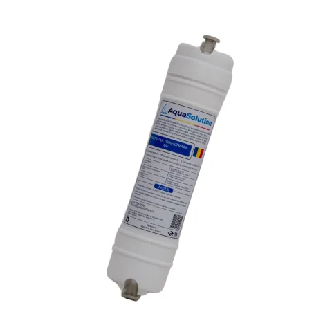 Filtru UF – Filtru de ultrafiltrare cu grad de filtrare de 0.01 microni, pentru reținerea bacteriilor și particulelor microscopice.